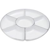 Silver Trimmed White Plastic Sectional Platter