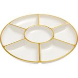 Trimmed Cream Plastic Sectional Platter
