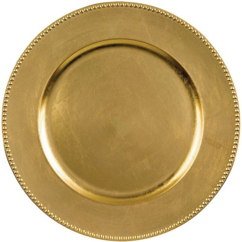 Round Plastic Charger Plate, Shiny Metallic Finish, More Options Available Product image