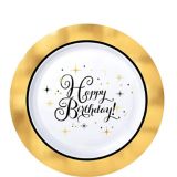 Metallic Gold Birthday Premium Plastic Dessert Plates, 10-pk