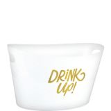 Oval Drink Up Plastic Ice Bucket for Birthday, Party, Anniversary, Gold/White