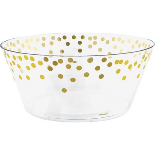 Metallic Gold Polka Dots Plastic Serving Bowl Product image