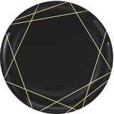 Black Metallic Gold Line Premium Plastic Dinner Plates, 10-pk