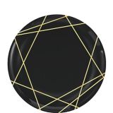 Black Metallic Gold Line Premium Plastic Dessert Plates, 20-pk