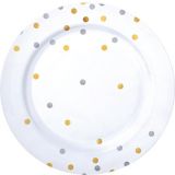 Metallic Gold & Silver Confetti Premium Plastic Dinner Plates, 10-pk