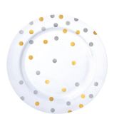 Metallic Gold & Silver Confetti Premium Plastic Dessert Plates, 20-pk