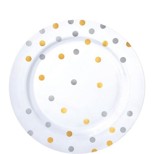 Metallic Gold & Silver Confetti Premium Plastic Dessert Plates, 20-pk Product image