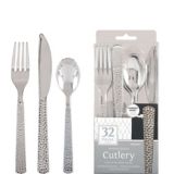 Premium Plastic Hammered Cutlery Set, 32-pc