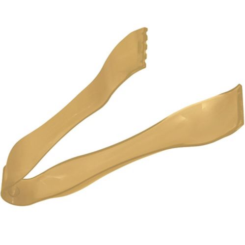 Plastic Mini Tongs, Birthdays, Food Serving, Gold, 6 1/4-in Product image