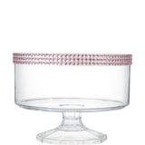 Pink Rhinstone Studded Plastic Trifle Container for Birthday, Party, Anniversary, 40-oz