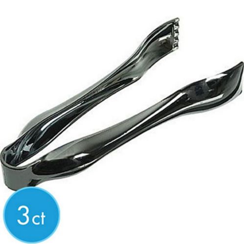Plastic Mini Tongs, Birthdays, Food Serving, Silver, 6 1/4-in, 3-pk Product image