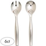 Silver Plastic Serving Spoons & Forks, 6-pc | Amscannull