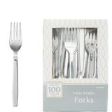 Silver Plastic Forks, 100-pk