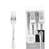 Silver Fan Handle Premium Plastic Forks, 32-pk