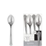 Silver Fan Handle Premium Plastic Spoons, 32-pk
