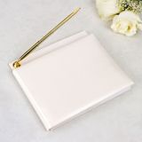 Ivory Pearl Wedding Guest Book with Pen
