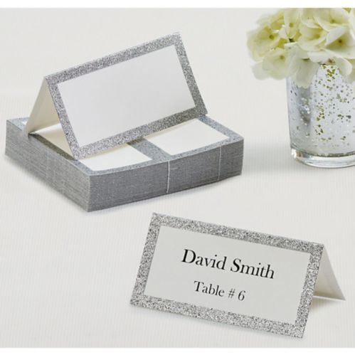 Glitter Silver Place Cards, 50-pk Product image