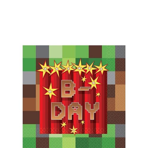 Pixelated  Birthday Party Beverage Paper Napkins, 5-in, 16-pk Product image