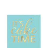 It's Cake Time Birthday Party Beverage Napkins, Pastel/Gold, 16-pk