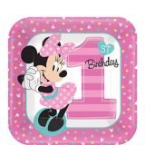 Assiettes à dessert pour fête de 1er anniversaire, Disney Minnie Mouse, carré, petit, 7 po, paq. 8 | Disneynull