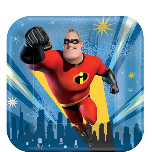 Disney Incredibles 2 Square Birthday Party Dessert Plates, 8-pk Product image