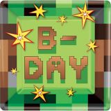 Pixelated Video Game Birthday Party Square Lunch Plates, 9-in, 8-pk | Amscannull