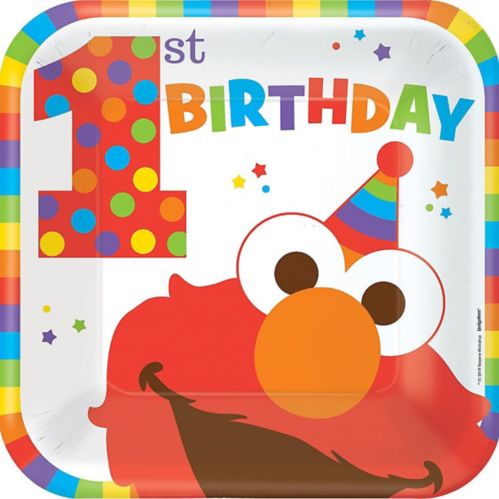 Sesame Street Elmo 1st Birthday Party Square Lunch Plates, 8-pk Product image