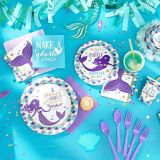 Wishful Mermaid "Mermaid Kisses And Starfish Wishes" Lunch Paper Plates, 9-in, 8-pk | Amscannull