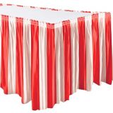 Red & White Striped Table Skirt