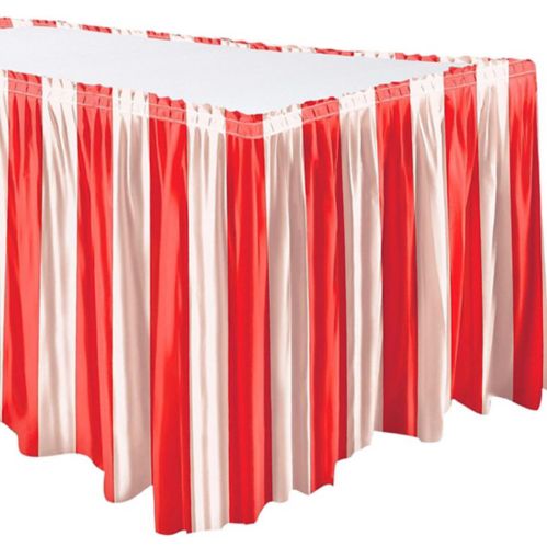 Red & White Striped Table Skirt Product image