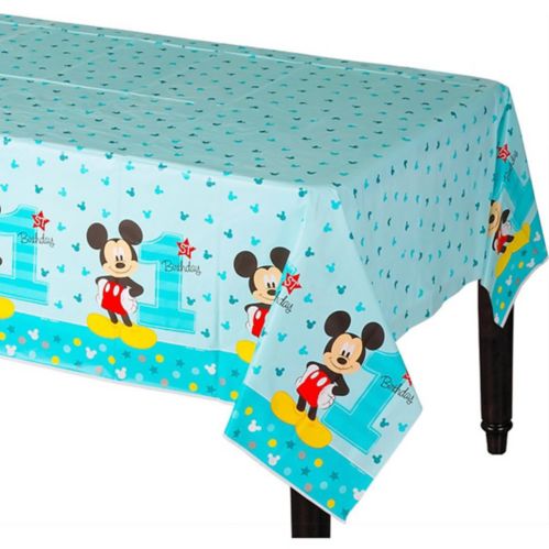 Nappe de table en plastique pour fête de 1er anniversaire, Disney Mickey Mouse, 54 x 96 po Image de l’article
