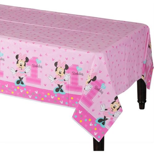 1st Birthday Minnie Mouse Birthday Party Table Cover, 54-in x 96-in Product image