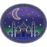 Eid Oval Plates, Gold/Green/Purple, 8-pk | Amscannull