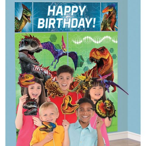 Jurassic World Happy Birthday Scene Setter with Photo Booth Props Product image