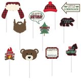 Little Lumberjack Birthday Party Scene Setter Decoration with Photo Booth Props, 16-pc