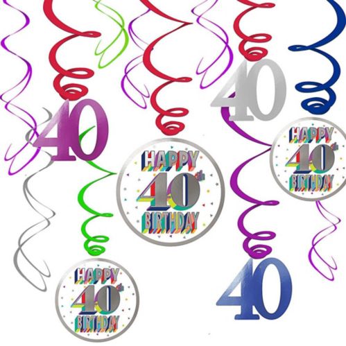 Here's to 40 Birthday Swirl Decorations, 12-pc Product image