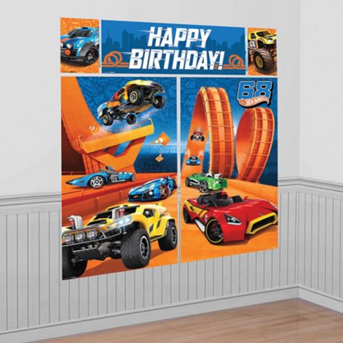 Hot Wheels Scene Setter with Posters and Happy Birthday Banner, 5-pc Product image