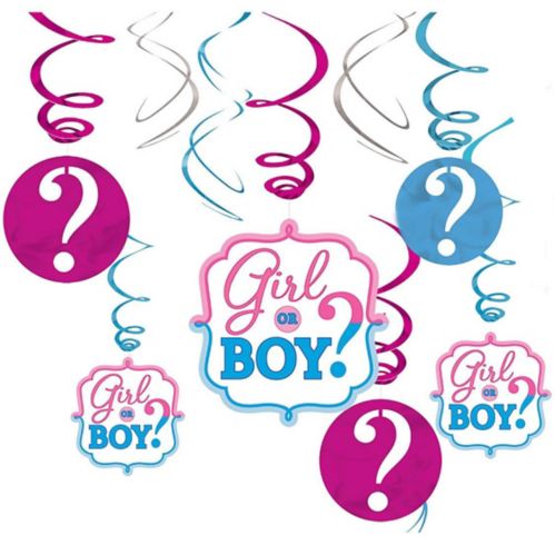 Girl or Boy Gender Reveal Swirl Decorations, 12-pc Product image