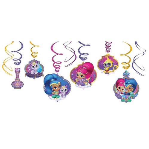 Décorations en spirales faciles à suspendre pour fête d'anniversaire, sirène Shimmer et Shine, paq. 12 Image de l’article
