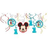 1st Birthday Party Mickey Mouse Hanging Swirl Decorations, 12-pc | Disneynull