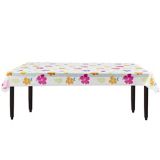Hibiscus White Plastic Table Cover Roll | Amscannull
