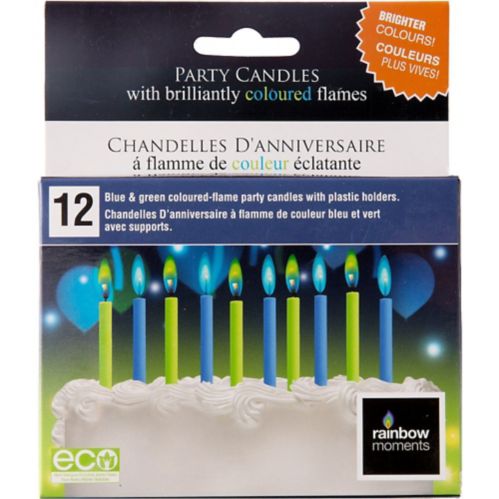 Blue & Green Coloured Flame Candles, 12-pk Product image