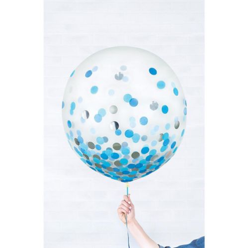 Confetti Blue & Silver Latex Balloons, 24-in, 2-pk Product image