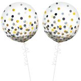 Confetti Black Gold & Silver Latex Balloons, 24-in, 2-pk | Amscannull