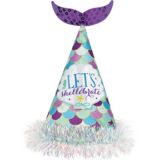 Chapeau pour fête d'anniversaire sirène enchantée avec queue à paillettes, violet | Amscannull