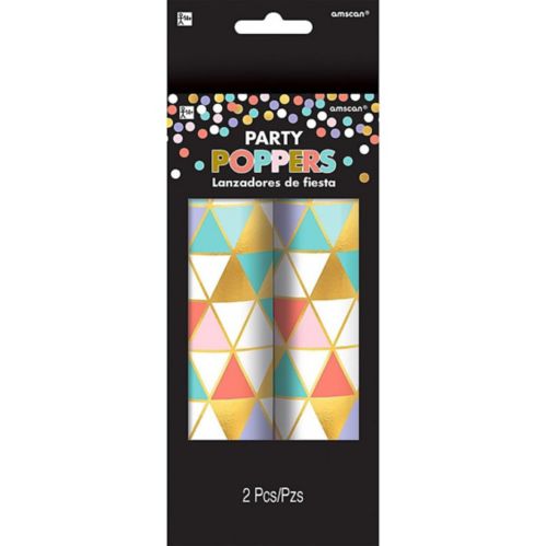 Metallic Gold & Pastel Confetti Party Poppers, 2-pk Product image