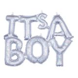 Bannière gonflée d’air en aluminium « It’s A Boy » pour fête prénatale, argent prismatique, paq. 2 | Anagram Int'l Inc.null