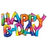 Air-Filled Rainbow Splash Happy B-Day Cursive Letter Foil Balloon Banners, 2-pk | Anagram Int'l Inc.null