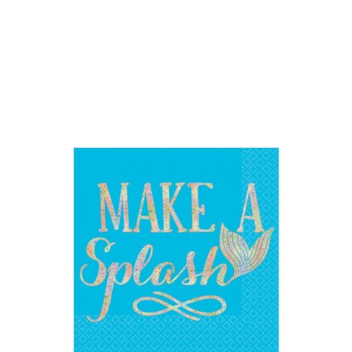 Serviettes pour boissons pour fête d'anniversaire sirène enchantée Make A Splash, paq. 16 Image de l’article