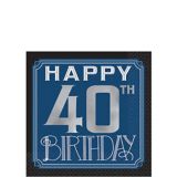 Vintage Happy Birthday 40th Birthday Beverage Napkins, 16-pk